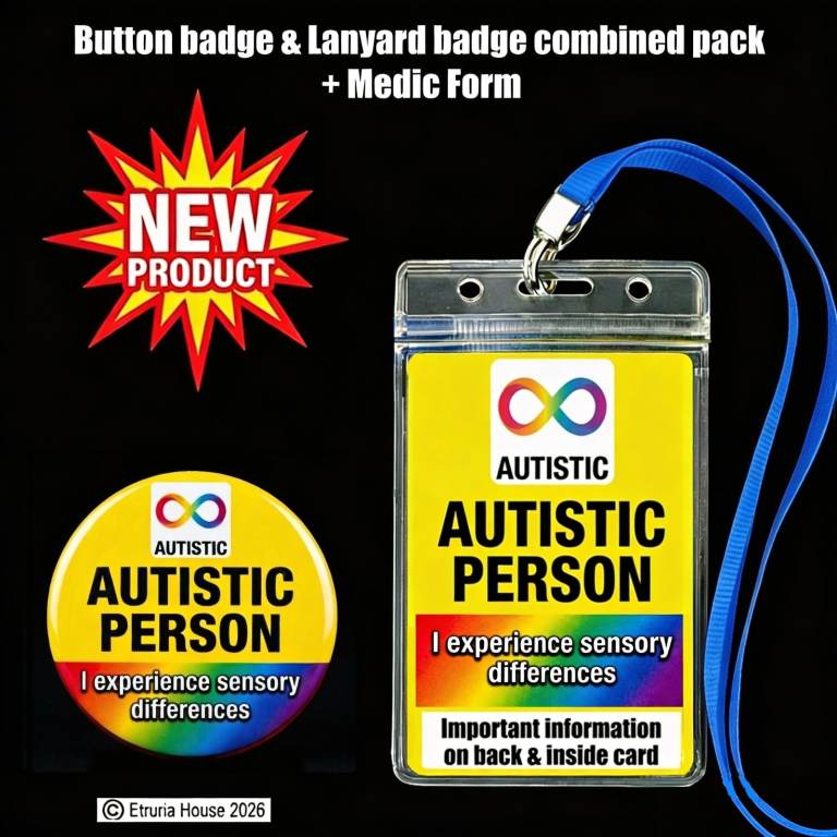 New Autistic Person Button Badge & Lanyard Pack. Price inc' 2nd class postage.