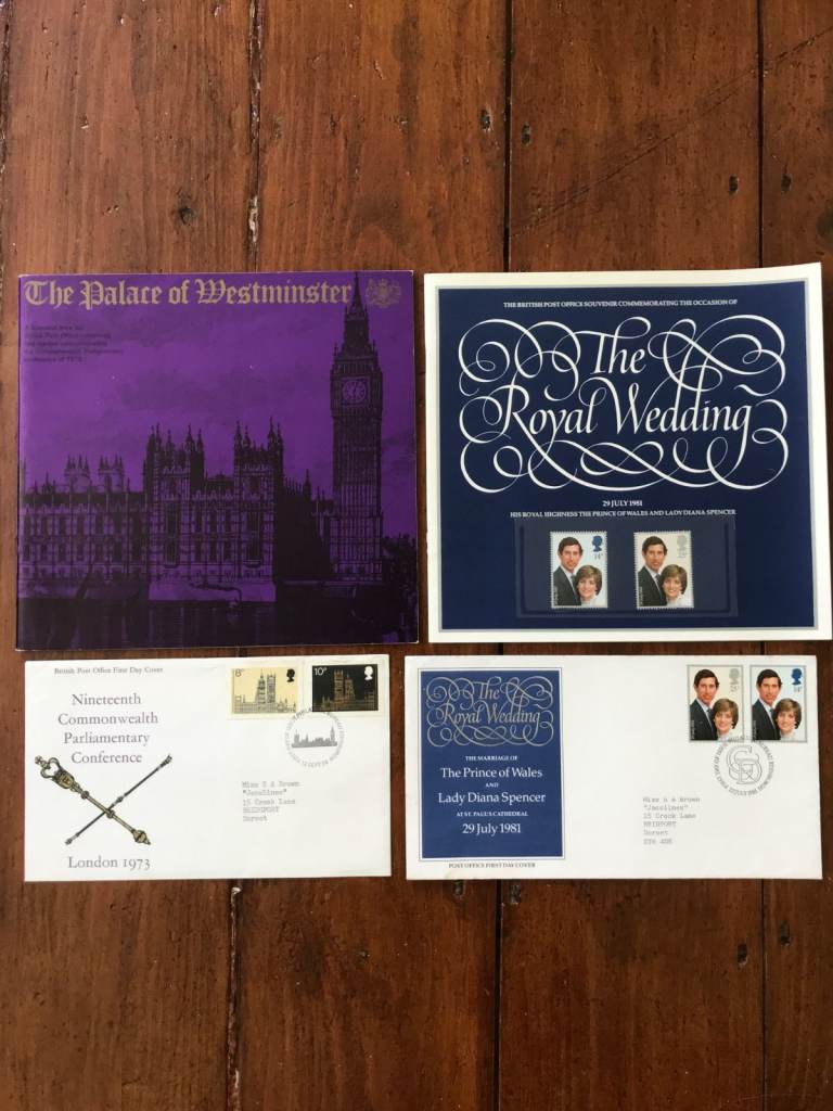Old British stamps 1973 Commonwealth Parliamentary Conference & 1981 Royal Wedding