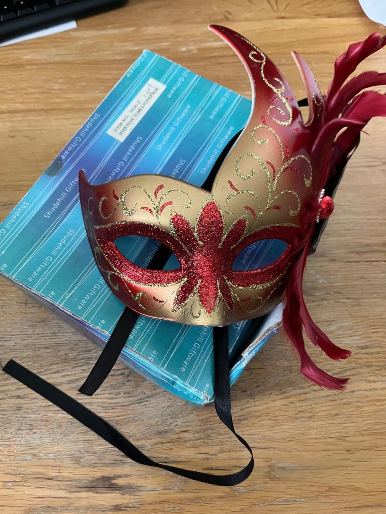 Masquerade Flame & Red Feather Mask