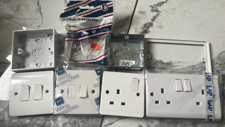 Mixed Electrical Accessories Job Lot | Switches, Sockets & Back Boxes | All New