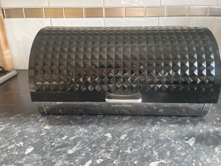 Bread bin black and stainless steel 