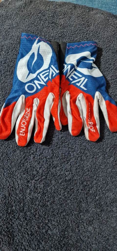 Oneal Matrix MTB Gloves - Red/White/Blue - Enjoy The Ride - Size XS/S 