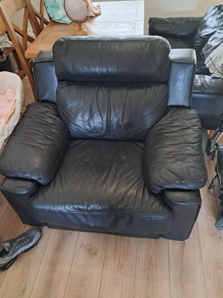 Black leather armchair 