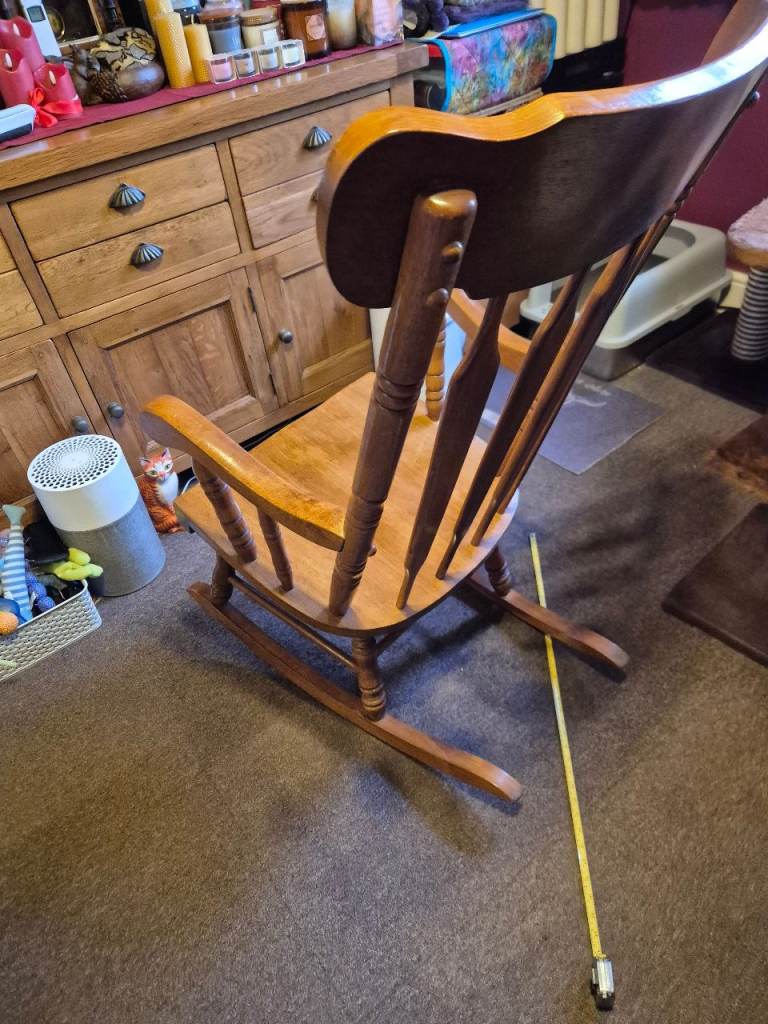 Wooden Rocking Chair – Good Condition, Carved Detail