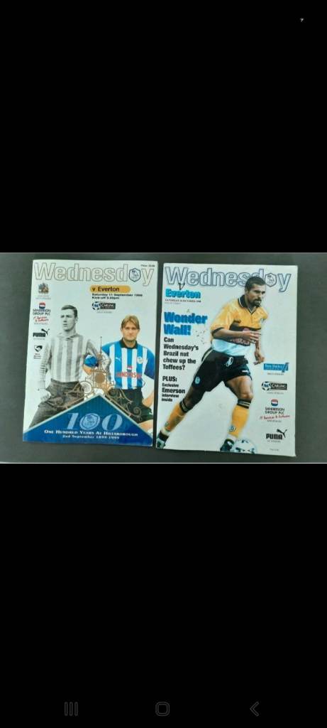 Sheffield Wednesday Programmes X2 V Everton 26th October 1998 / 11th September 1999