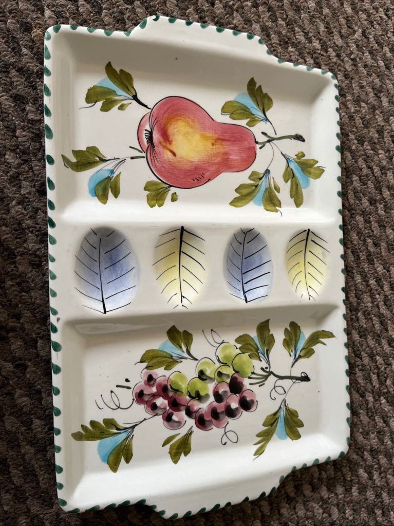 Vintage Hand Painted Nibbles Bowl Serving Platter Tray Made In Italy Ceramic