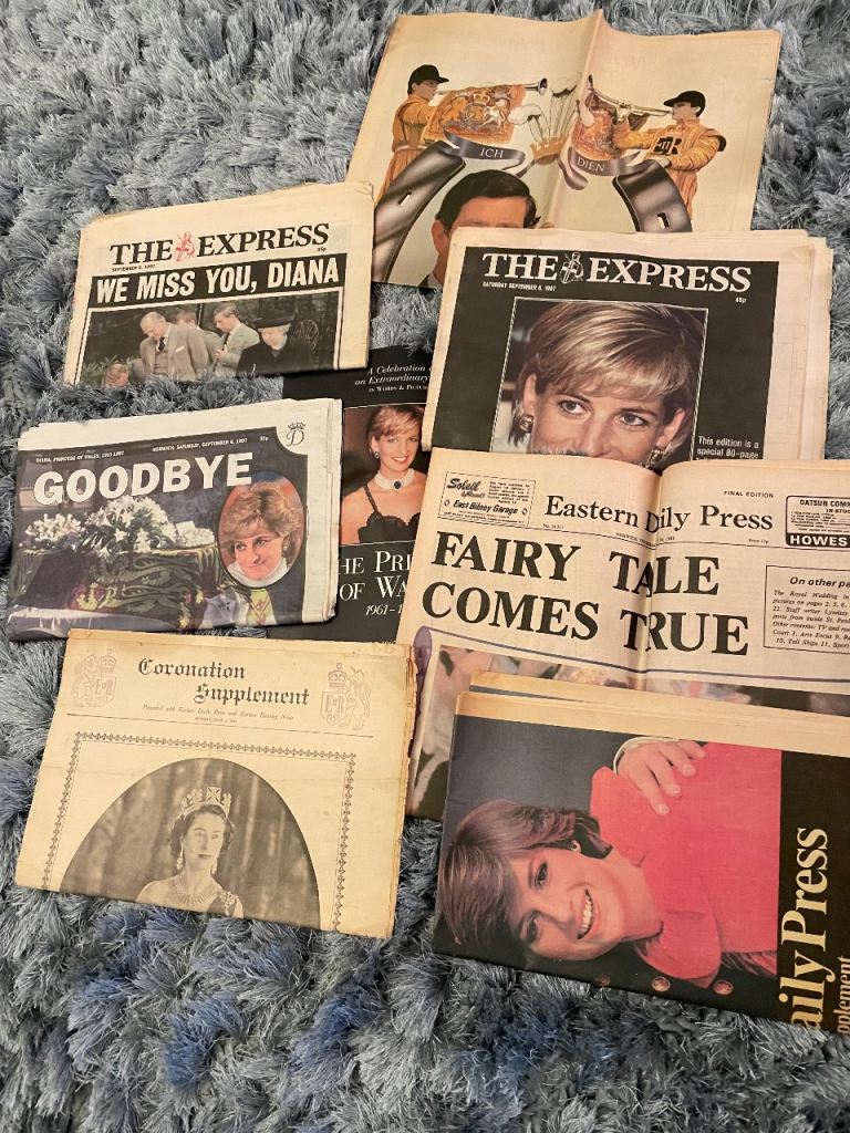 Vintage local newspapers on royal occasions etc