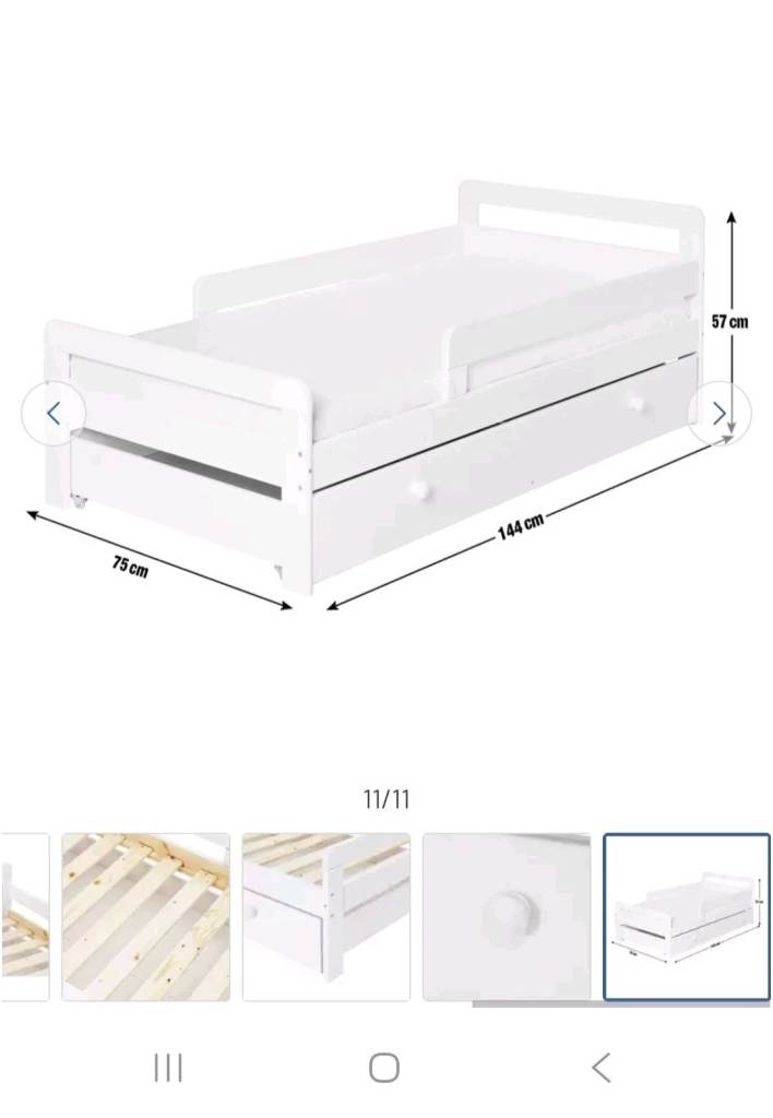 Habitat Ellis Toddler Bed Frame with Storage - White in very good condition with side table