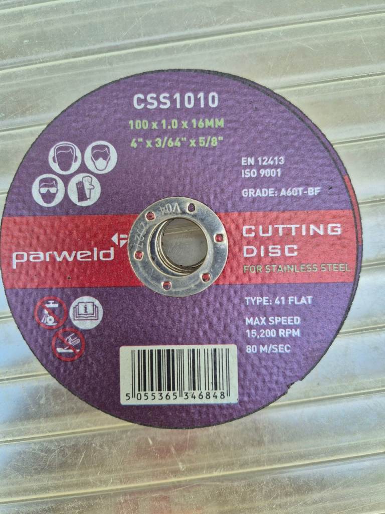 8 x CSS1010 100mm x 1.0mm x 16mm Cutting Discs – NEW – Part Weld