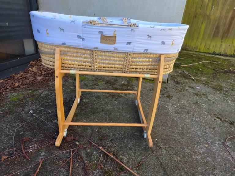 John Lewis safari print moses basket and rocking stand