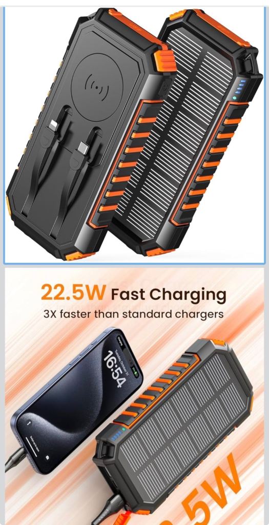 Wireless-Solar-Power-Bank-27000mAh(Brand new)