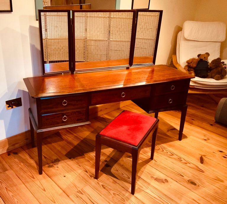 Vintage Stag Minstrel 3 mirror Dressing Table & Stool