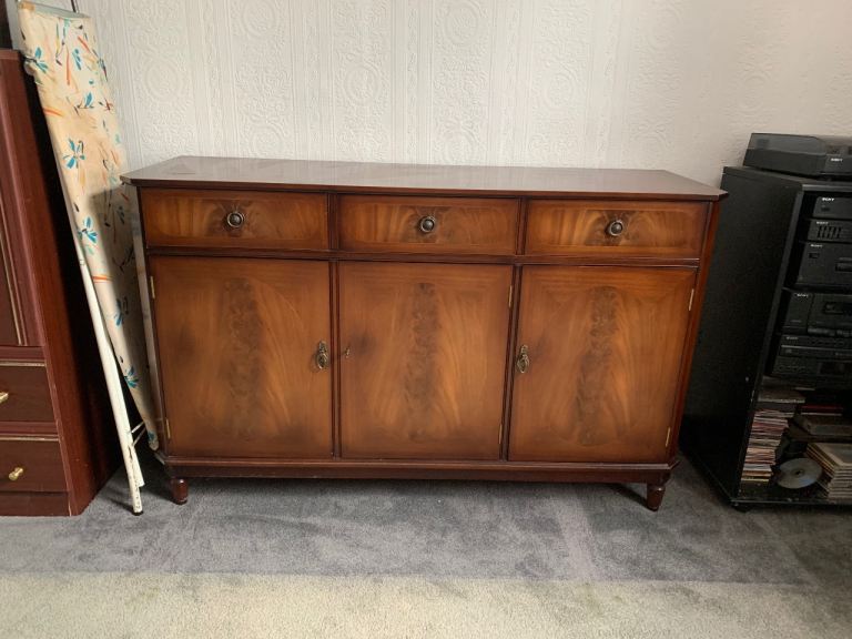 Vintage Wooden Sideboard with Drawers and Cupboards