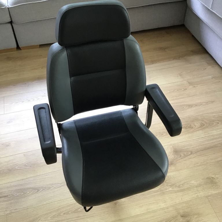 Captains Seat Chair Drivers Adjustable Rotating Armrest Headrest Leather 