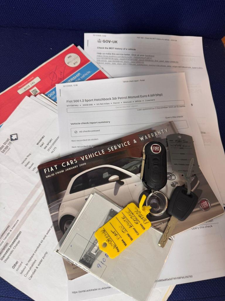 2008 Fiat 500 1.2 Sport 3dr HATCHBACK PETROL Manual