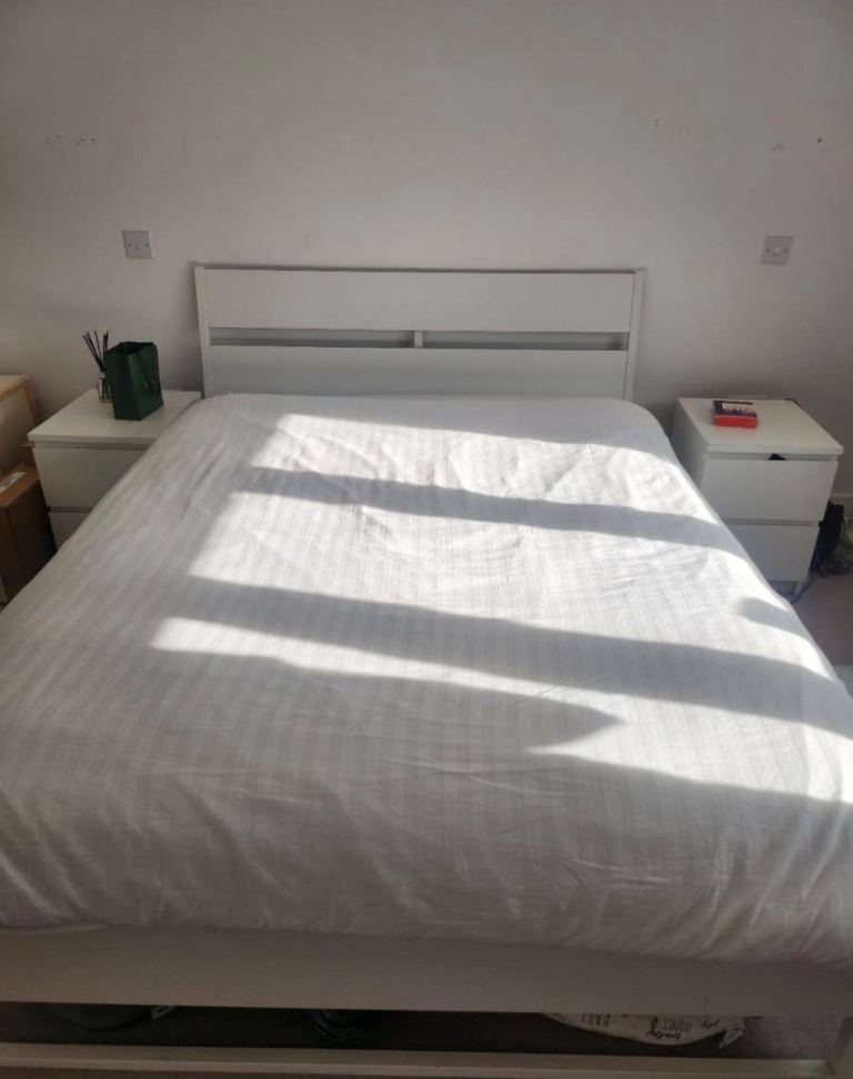 Ikea double bed frame, white