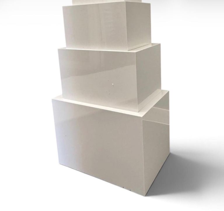 Food riser boxes set of 4 rectangle acrylic white boxes for display desserts and food 
