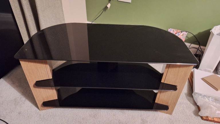 Black glass TV stand