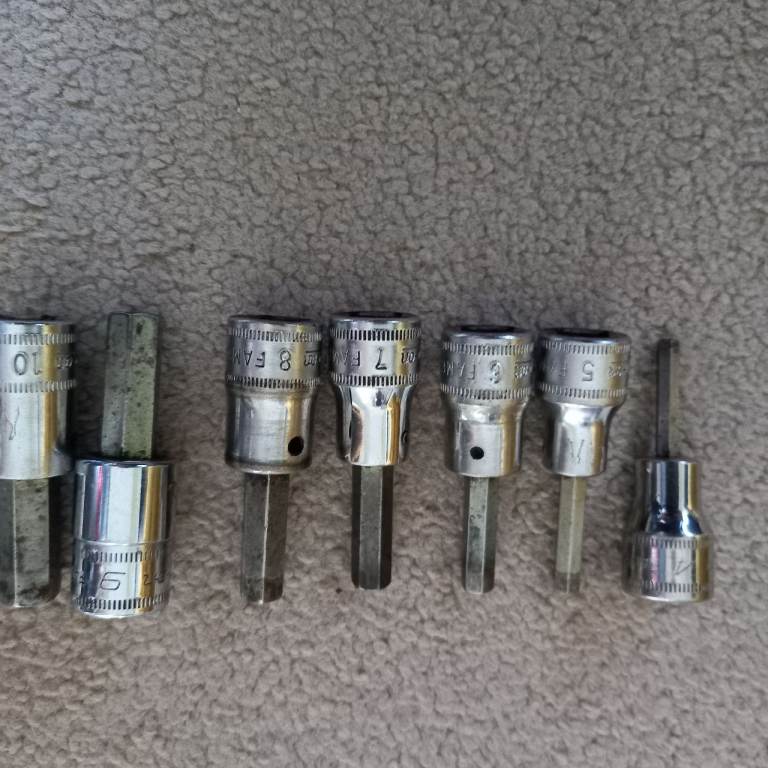 Snap on 3/8 Drive Metric Allen Key Sockets 4mm  - 10mm ingood used condition