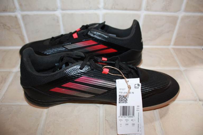 Adidas F50 League Indoor Football Shoes in Black and Red Colourway - UK Size 10.5 **NEW**