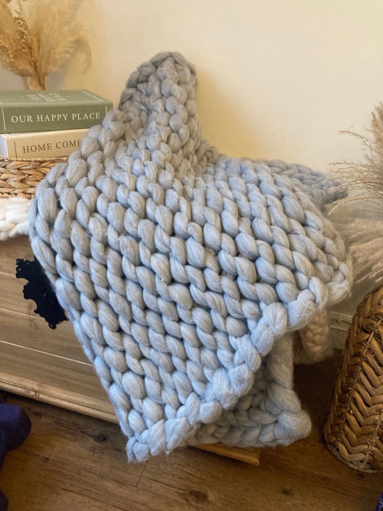 Lovely chunky grey throw blanket 