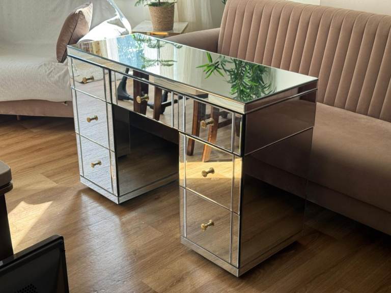 Mirrored dressing table and  two side  mirrored  tables