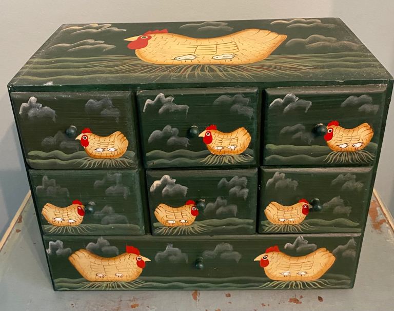 CHICKEN BOX DRAWERS STORAGE RUSTIC DECOR