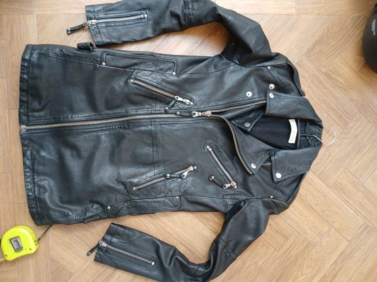 Whistles Belted Agnes Biker Jacket S UK 8 10 Black Leather New RRP £349