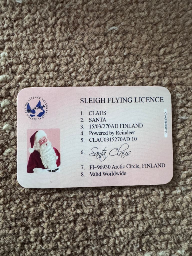 Free Santa driving license 