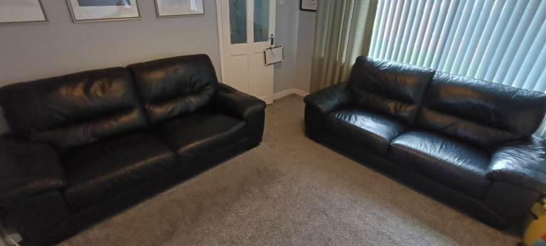 2x 3 seater leather sofas
