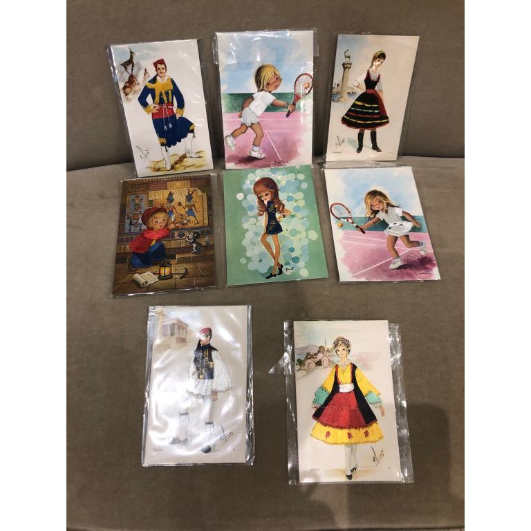 SET OF 8 EMBROIDERED POSTCARDS