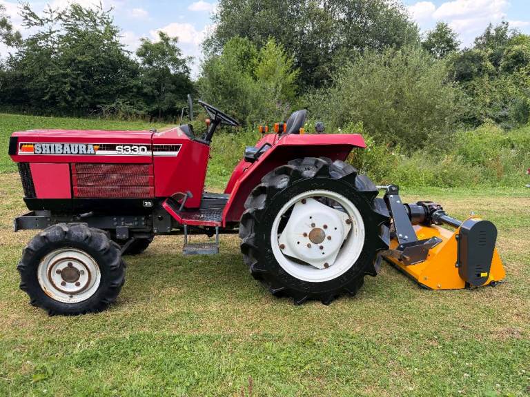SHIBAURA S330 4WD Compact Tractor & New RAPTOR X 5ft Flail Mower, 25HP * 1158 Hours * Power Steering