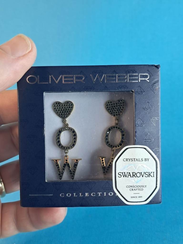 Pair of Oliver Weber earrings made with Swarovski crystals. Brand new!.