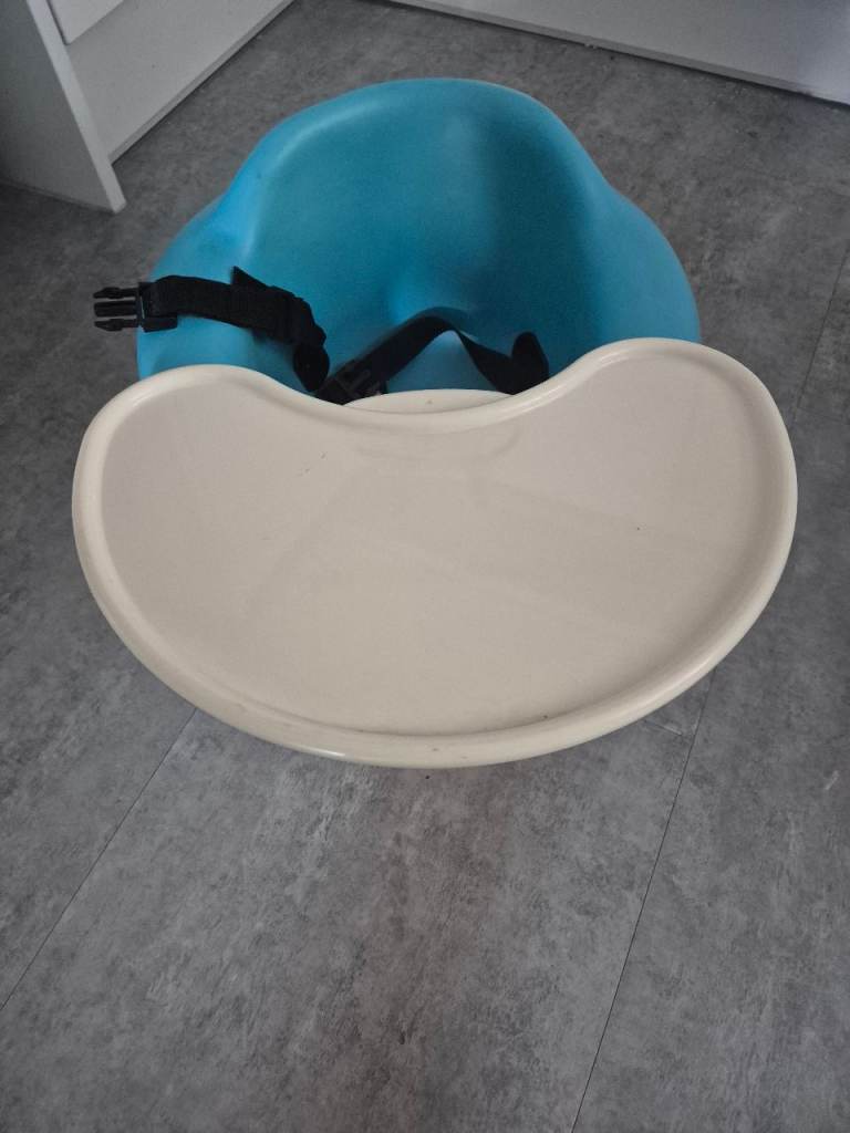 Baby Booster Seat with Tray – Blue and Cream, Good Condition