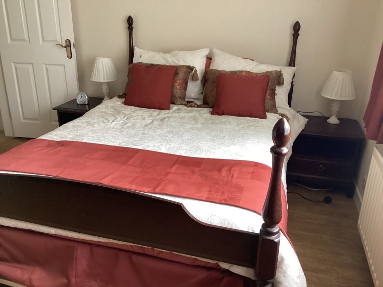 Rich Red Bedding Set with Curtains, Cushions and Runner