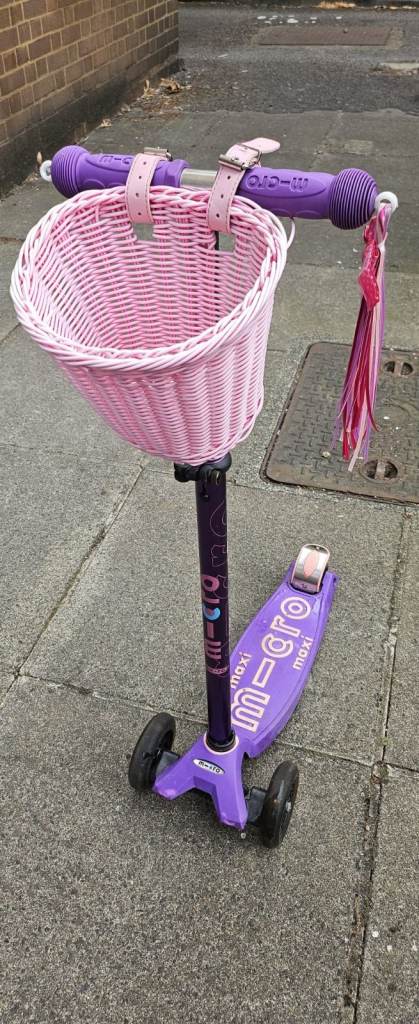 Maxi Micro Scooter - Purple with Basket, Good Condition