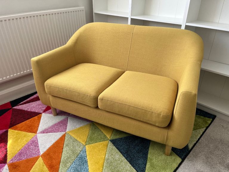 Made. com Retro Yellow 2 Seater Sofa – Excellent Condition – Smoke Free Home