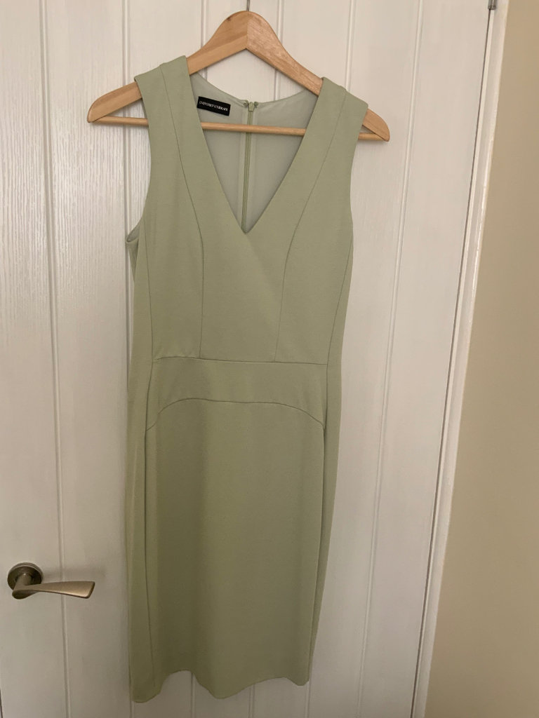 Emporio Armani pale green dress.