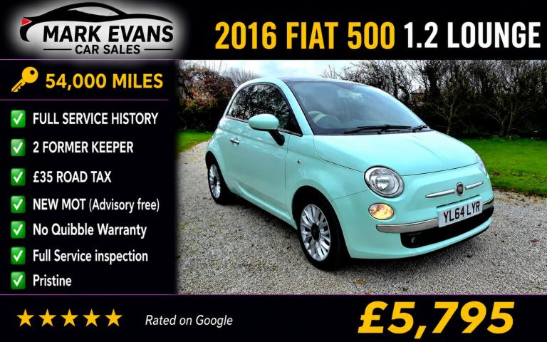 2014 Fiat 500 1.2 Lounge 3dr [Start Stop] HATCHBACK Petrol Manual