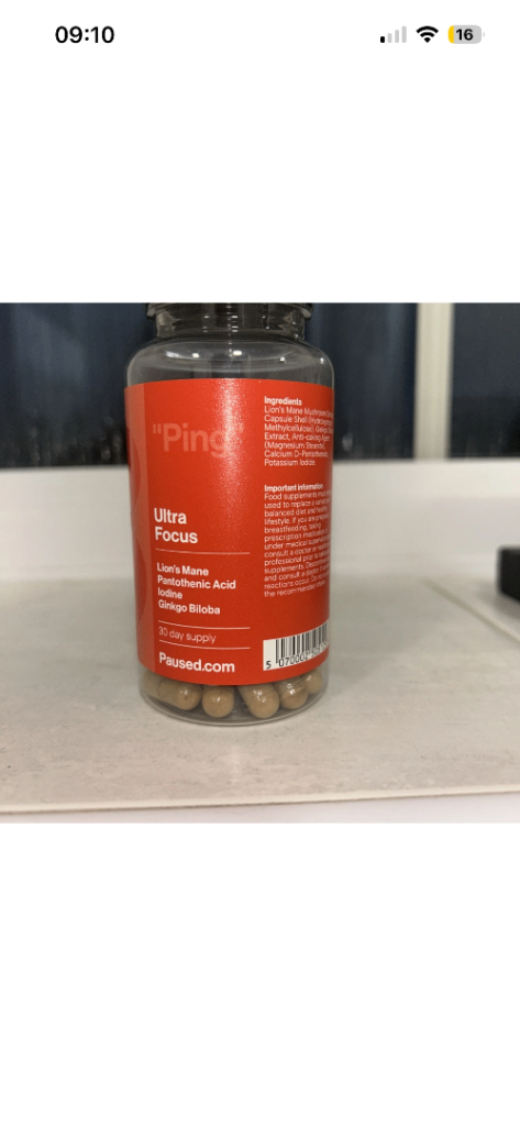 Vitamins Paused Ultra Focus 60 + Lion's Mane + Ginkgo Biloba rrp £22