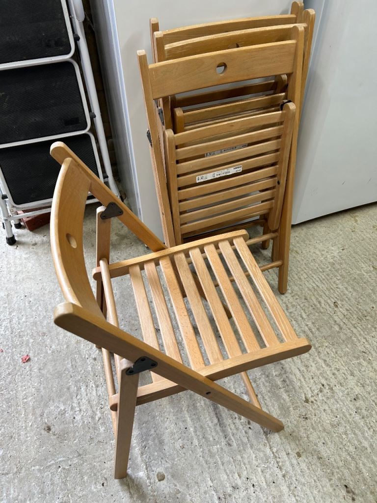 4 IKEA folding wooden chairs