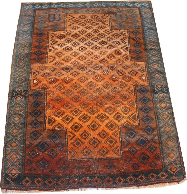 Decorative antique handmade wool Afghan Baluch rug 5.9 x 3.9 ft