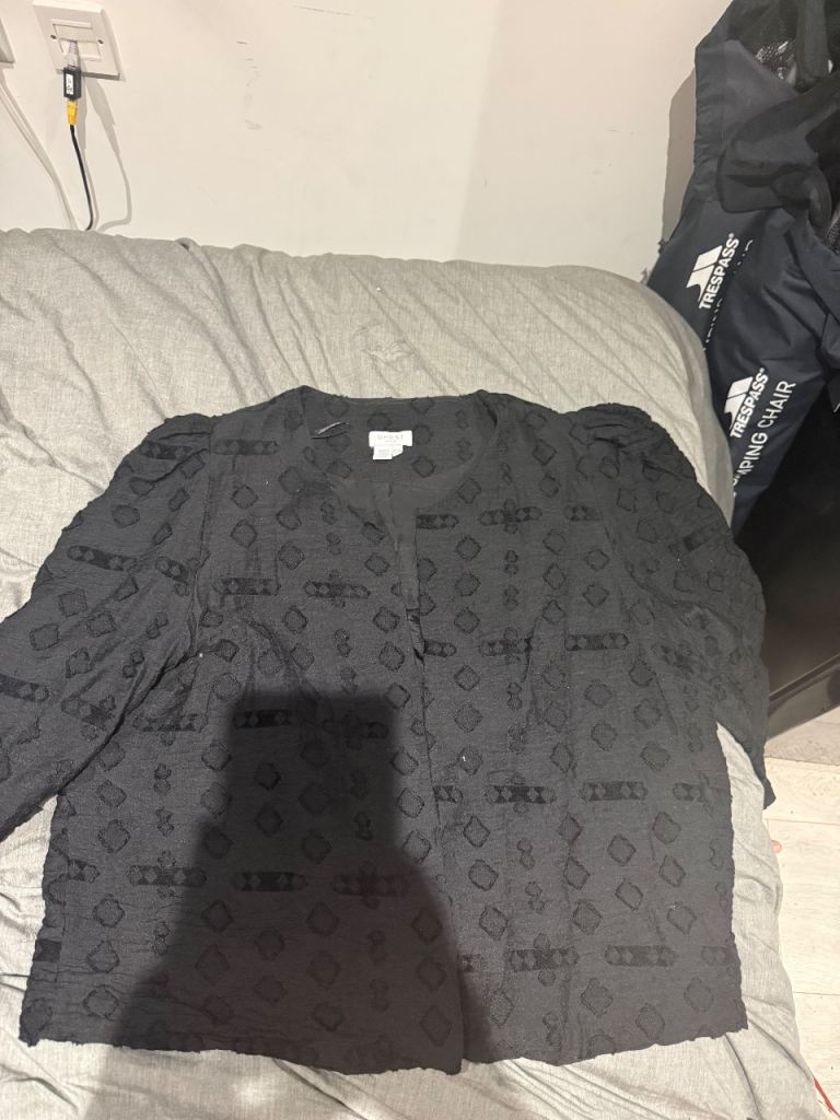 image for NEVER WORN - Ghost London cotton-Aztec pattern black jacket