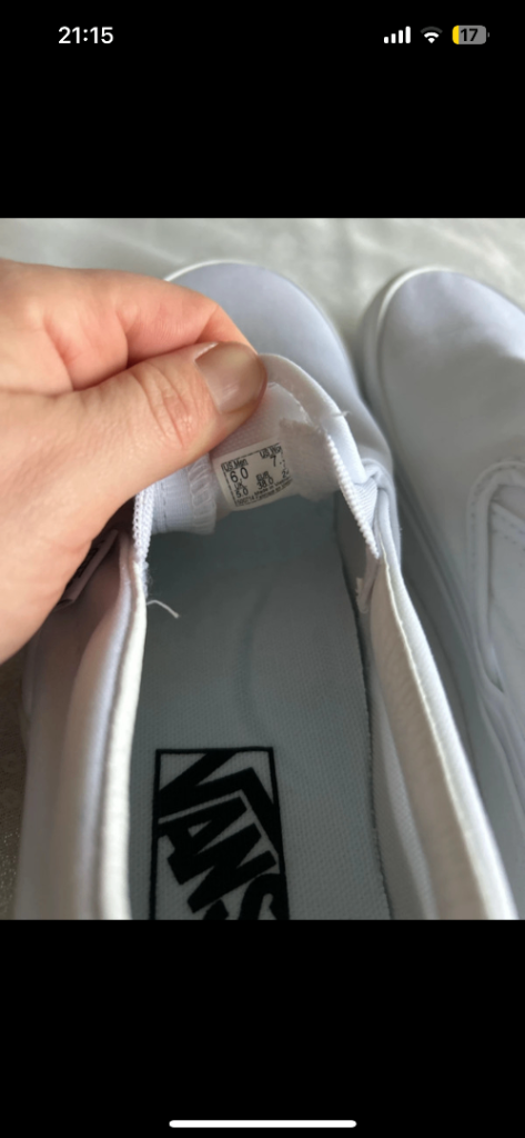 Woman’s worn once size 5 slip on white vans 