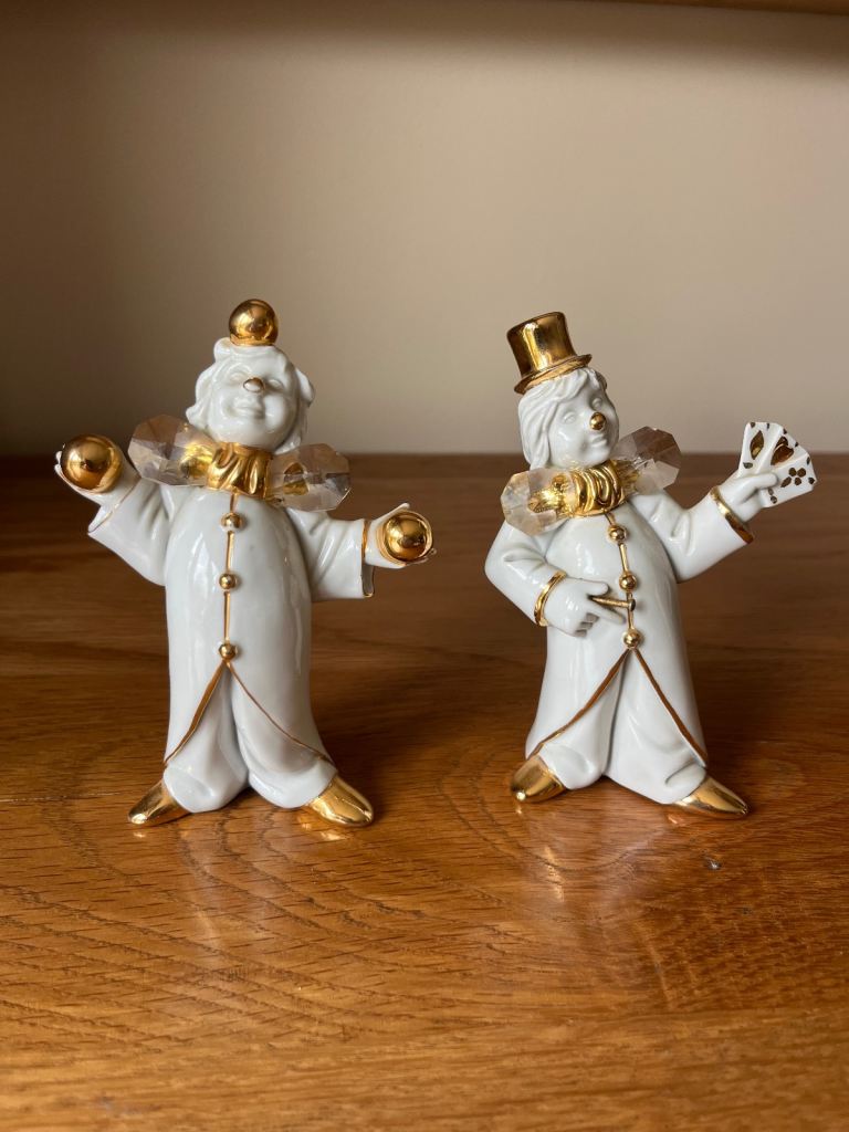 Vintage capodimonte porcelain clown duet
