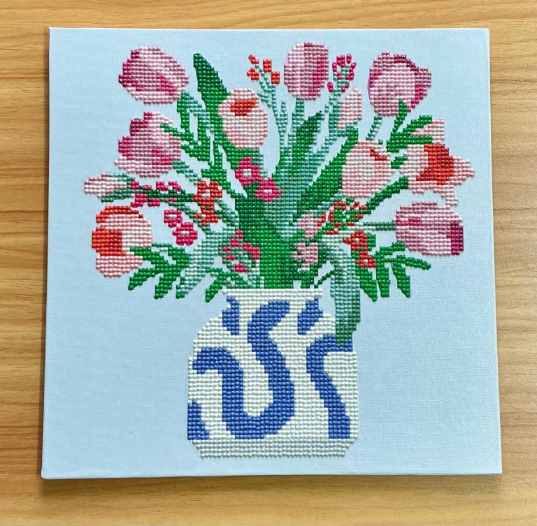 Completed 5D Diamond Art Painting - Flowers in a vase - Size: 30cm x 30cm ~ £3.50 each