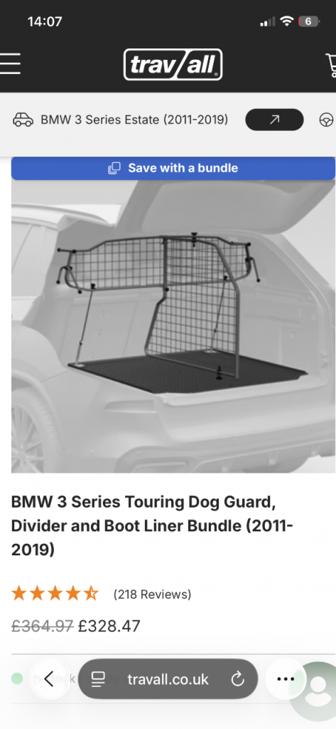 BMW 3 Series Touring F31 Travall Dog guard / divider 