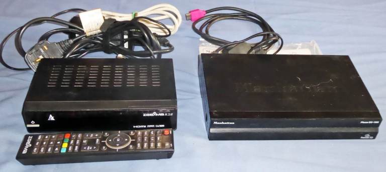 2 Freesat satellite receivers. 