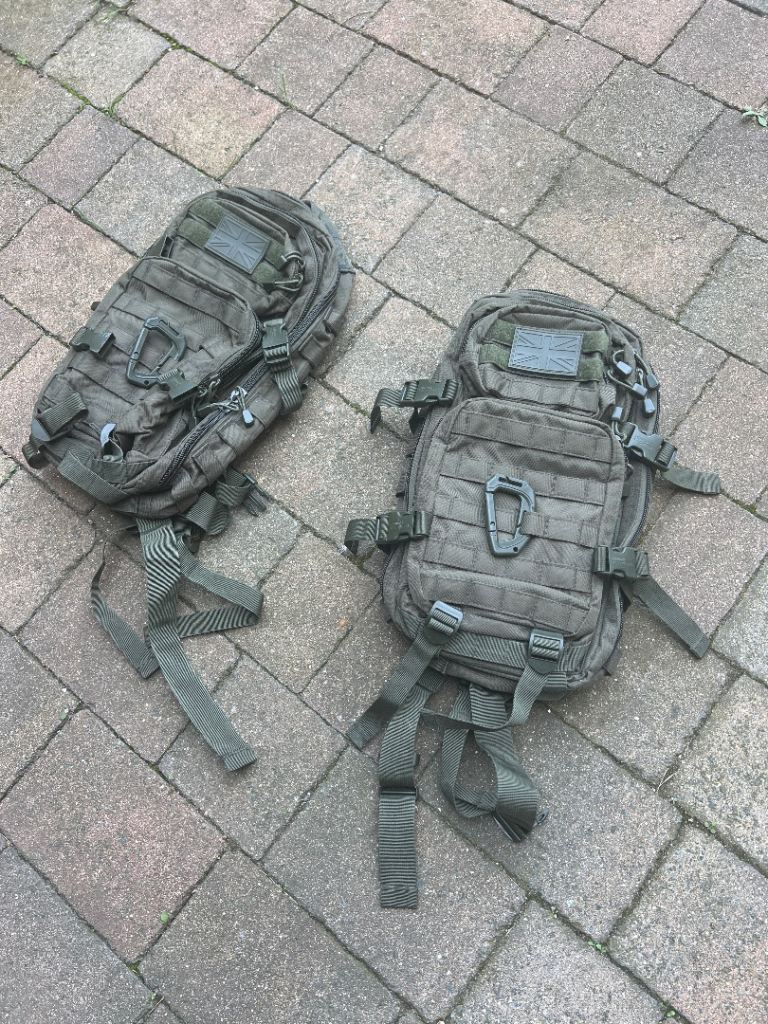 New Pair of Green Tactical Backpacks - Good Condition