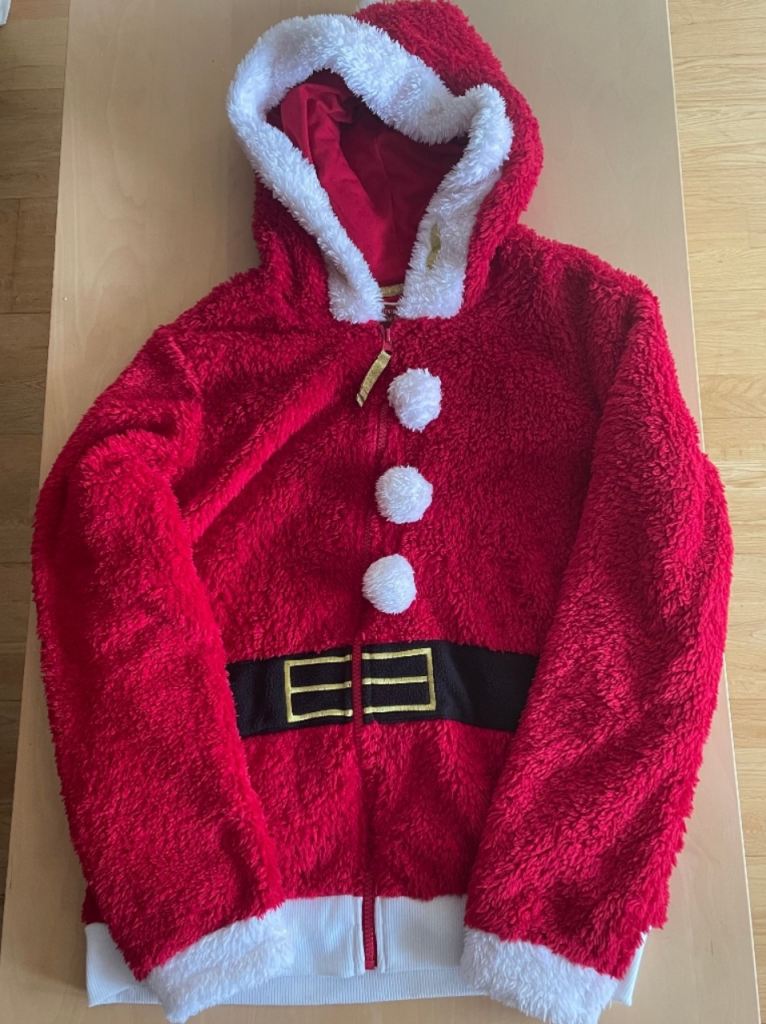 FANTASTIC CHRISTMAS SANTA STYLE HOODY CARDIGAN JUMPER (Xmas Fancy Dress)